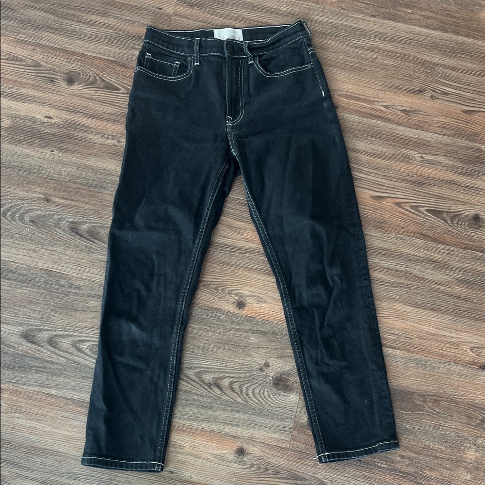 Everlane cheeky straight jean black denim size 25 crop contrast stitching